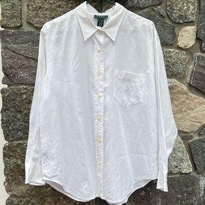 Ralph Lauren Women's 100% Linen White Shirt Button Down